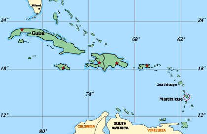 Carte des Antilles